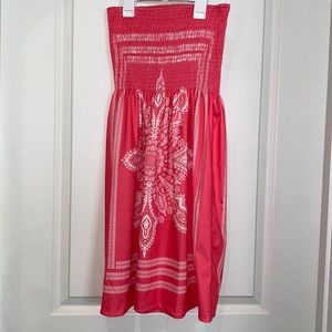 Pink and White Strapless Dress Perfect For Swim Cover!